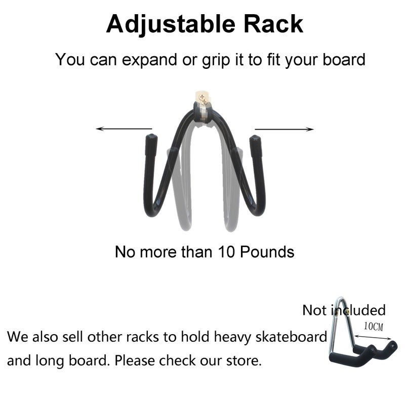 YYST Skateboard Wall Mount Wall Hanger Rack Storage Display - W/Hardware - No Board Included - W Style - 4/PK - Image 4